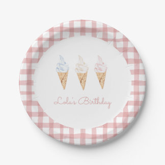 Assiettes En Carton Sweet Celebration Glace Crème rose Anniversaire