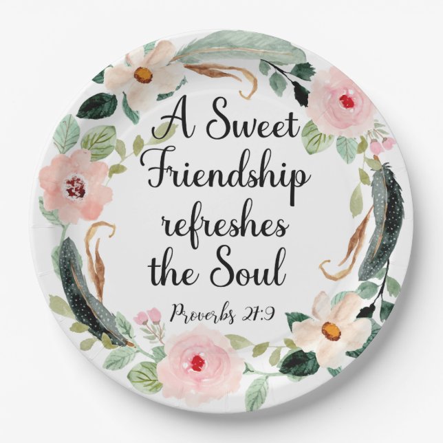 Assiettes En Carton Sweet Friendship rafraîchit le Soul Floral (Devant)
