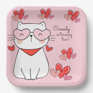 Assiettes En Carton Sweet Hearts Kitten, Are You Kitten Me Anniversair