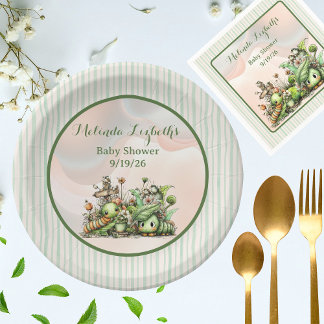 Assiettes En Carton Sweet Little Caterpillar Garden Baby Shower Party