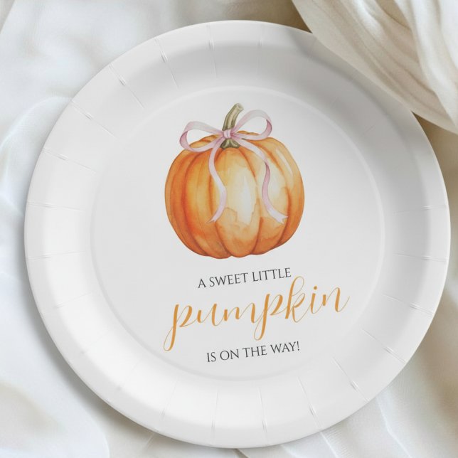 Assiettes En Carton Sweet Little Pumpkin Girl Baby Shower (Créateur téléchargé)