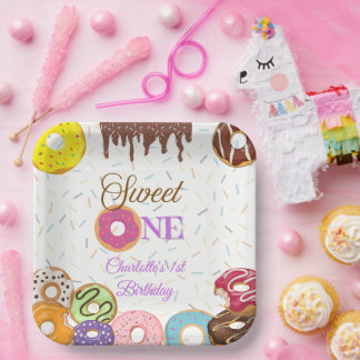 Assiettes En Carton Sweet One 1st Birthday Party Plate | Personnalisab