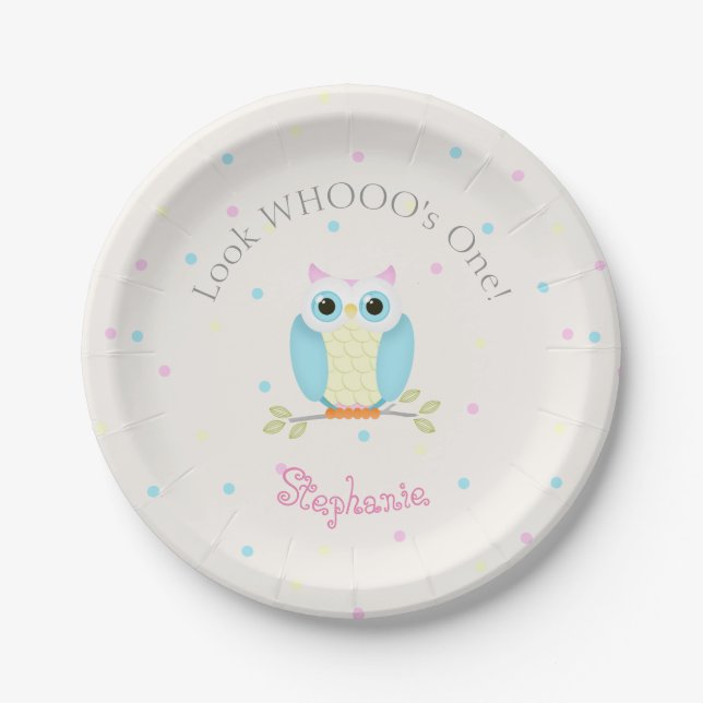 Assiettes En Carton Sweet Owl Anniversaire (Devant)