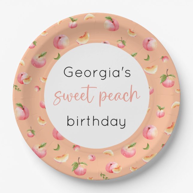 Assiettes En Carton Sweet Peach 1er anniversaire (Devant)