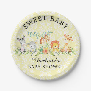 Assiettes En Carton Sweet Safari Animals Baby shower 7" Plaque