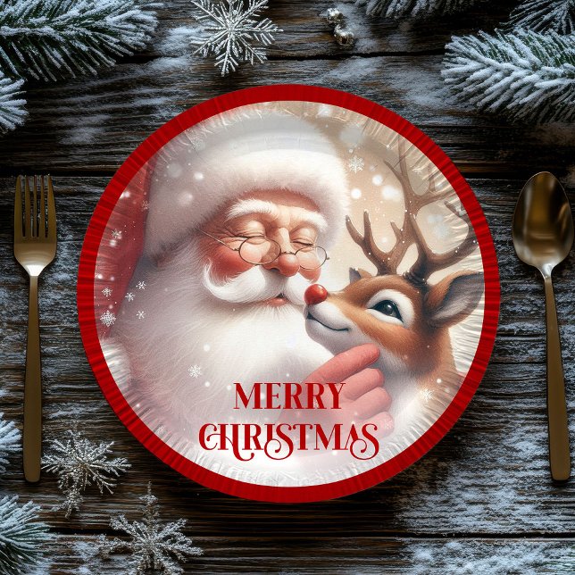 Assiettes En Carton Sweet Santa and Rudolph Kids Christmas Plates (Sweet Santa and Rudolph Kids Christmas Plates)