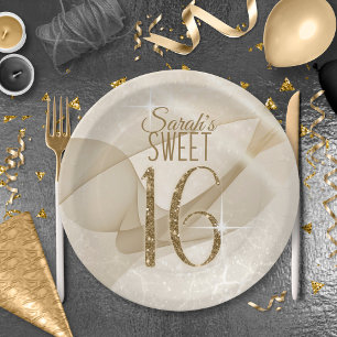 Assiettes En Carton Sweet sixteen d'éclaboussures Gold ID652