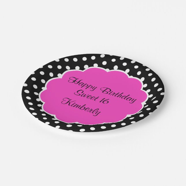 Assiettes En Carton Sweet sixteen heureux (Angle)