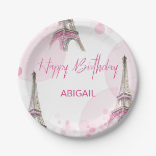 Assiettes En Carton Sweet sixteen Party Paris Tour Eiffel rose