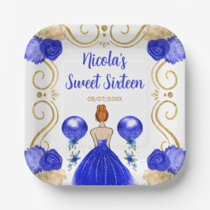 Assiettes En Carton Sweet sixteen Red Hair Princesse en bleu