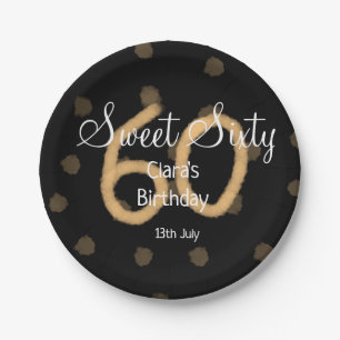 Assiettes En Carton Sweet Soixante ajouter nom date anniversaire Polka