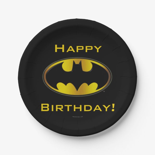 Assiettes En Carton Symbole Batman | Logo de dégradé ovale (Devant)