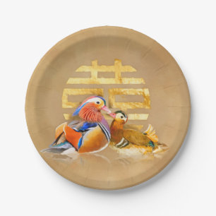 Assiettes En Carton Symbole canard mandarin et double bonheur