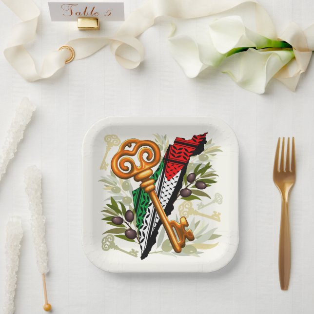 Assiettes En Carton Symbole clé palestinien du droit au retour (Mariage)