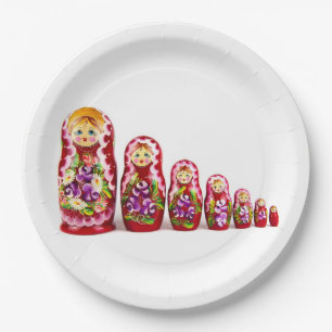 Assiettes En Carton Symbole culturel en bois de Matryoshka - Russe