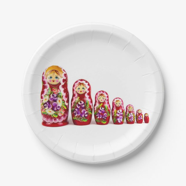 Assiettes En Carton Symbole culturel en bois de Matryoshka - Russe (Devant)