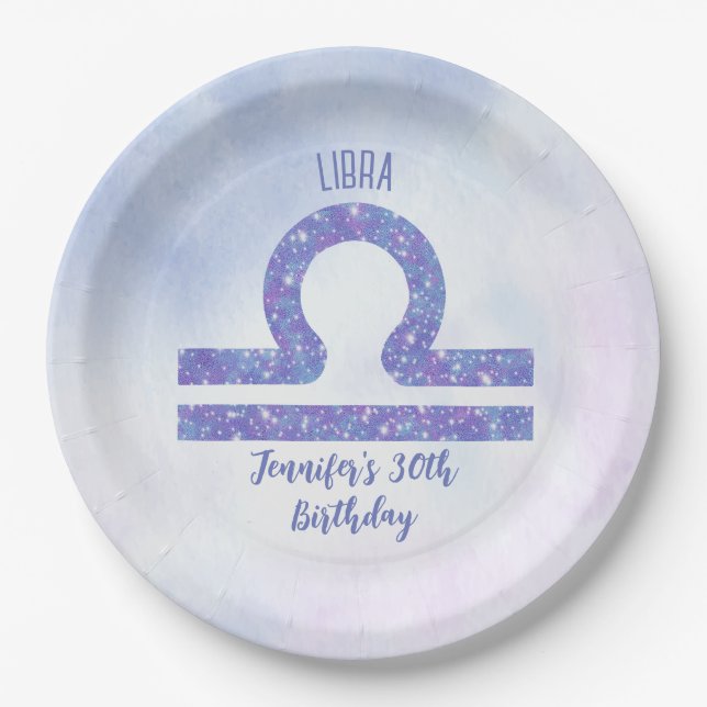 Assiettes En Carton Symbole Cute Libra Personnalisé Purple Anniversair (Devant)
