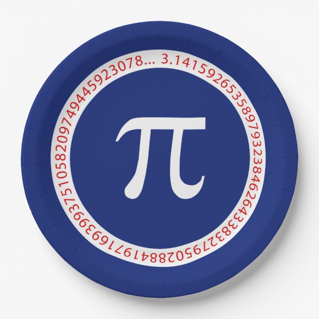 Assiettes En Carton Symbole de pi en cercle sur le bleu marine (Devant)