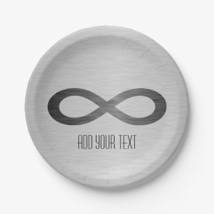 Assiettes En Carton Symbole d'infini sur la texture métallique de Faux