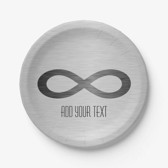 Assiettes En Carton Symbole d'infini sur la texture métallique de Faux (Devant)