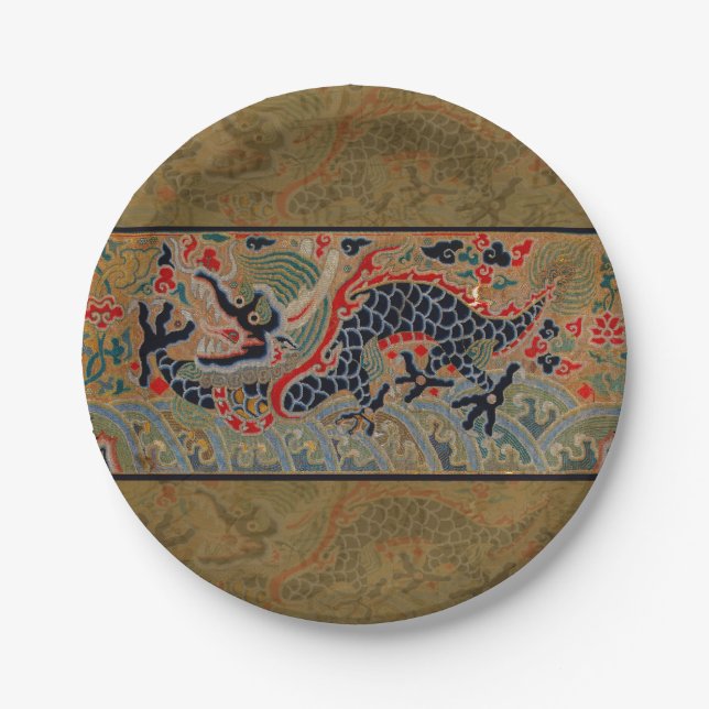 Assiettes En Carton Symbole dragon chinois Antique asiatique (Devant)