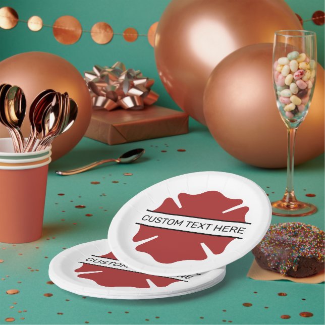 Assiettes En Carton Symbole du logo rouge du pompier personnalisé (Multi)