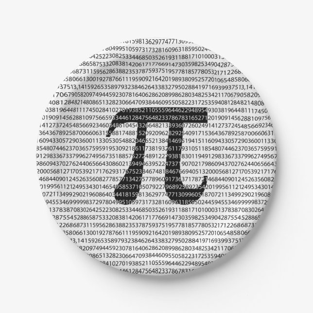 Assiettes En Carton Symbole mathématique de la journée par numéro noir (Devant)