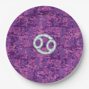 Assiettes En Carton Symbole moderne du cancer Zodiac Camouflage numéri