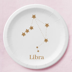 Assiettes En Carton Symbole moderne Zodiac Gold Libra   Air de l'éléme