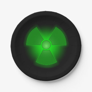 Assiettes En Carton Symbole rougeoyant vert drôle de radioactivité