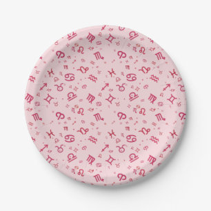 Assiettes En Carton Symbole Zodiaque d'astrologie rose