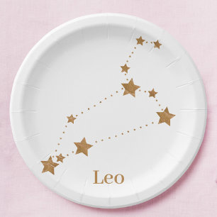 Assiettes En Carton SYMBOLE Zodiaque moderne Gold Leo   Incendie d'élé