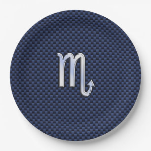 Assiettes En Carton SYMBOLE Zodiaque Scorpio Argent Marine Fibre de ca