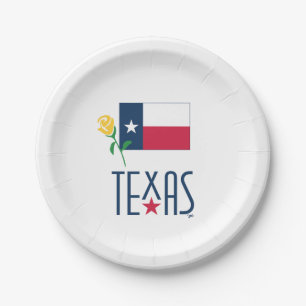 Assiettes En Carton Symboles de Texas, Texas Flag et Yellow Rose