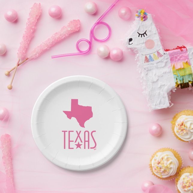 Assiettes En Carton Symboles du Texas, état du Texas, rose (Fête)