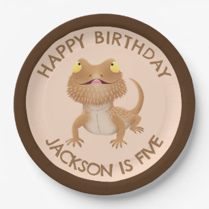 Assiettes En Carton Sympa anniversaire barbu personnalisées de lézard