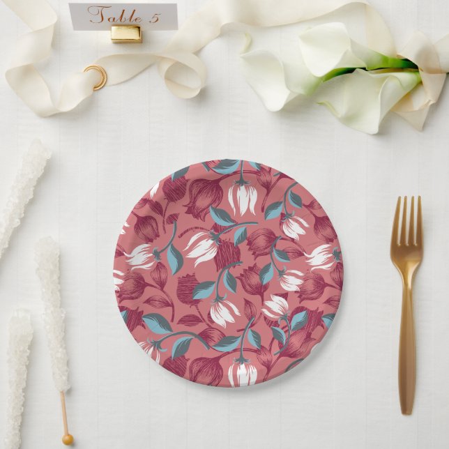 Assiettes En Carton Symphonie Tulip : Motifs floraux (Mariage)