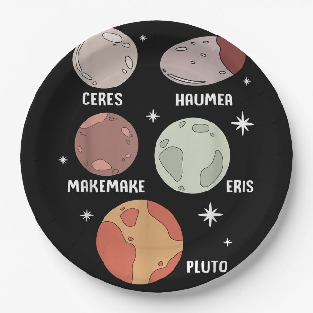 Assiettes En Carton Système Solaire De L'Espace Extérieur Planète Nain (Devant)