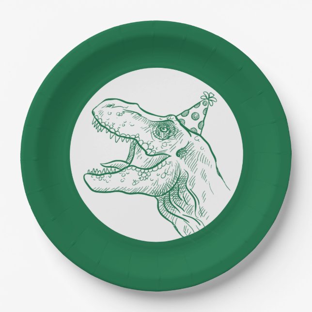 Assiettes En Carton T-Rex Dinosaur Anniversaire (Devant)
