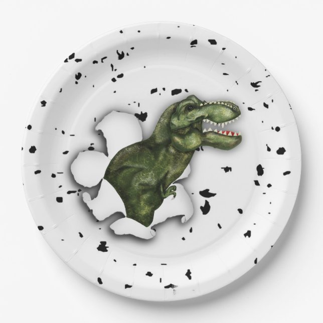 Assiettes En Carton T-Rex Dinosaur Plaques papier fête d'anniversaire (Devant)