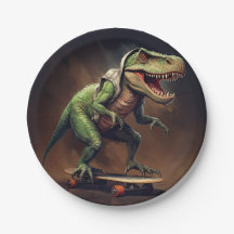 T-Rex Dinosaur Rising a Skateboard Anniversaire Pa