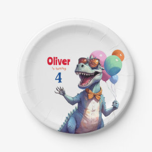 Assiettes En Carton T-Rex Tyronasaurus Dinosaur Anniversaire coloré