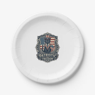 Assiettes En Carton T-shirt graphique vectoriel de chat noir patriotiq