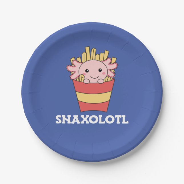Assiettes En Carton T-shirt Snaxolotl Axolotl Lover Animaux mignons Fr (Devant)