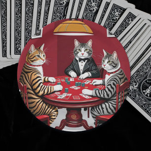 Assiettes En Carton Tabby Cats Jouer Au Poker