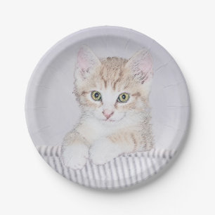 Assiettes En Carton Tabby Orange Kitten Peinture - Art Chat original