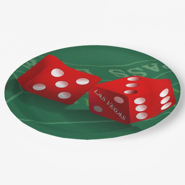 Assiettes En Carton Table de craps avec dés Las Vegas (Angle)