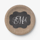 Tableau de bord Burlap Look Triple Script monogram