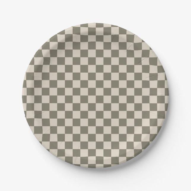 Assiettes En Carton Tableau de bord gris-saule et os (Devant)