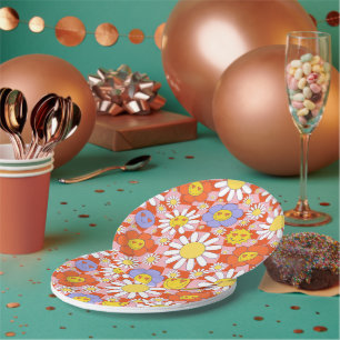Assiettes En Carton Tableau de contrôle floral de marguerite super, an